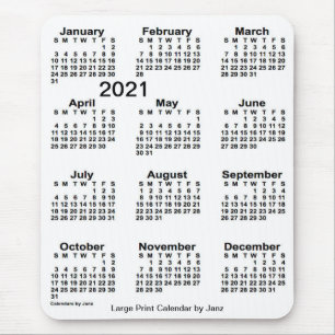 2021 White Large Print Calendar von Janz Mousepad