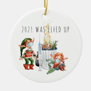 2021 wurde aufgegeben   Funny 2021 Dumpster Fire Keramik Ornament