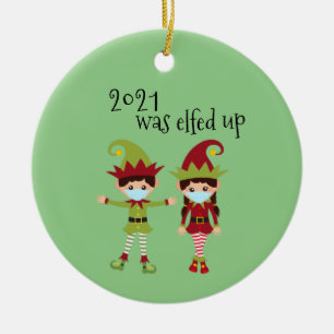 2021 wurde der sternförmige Elf der Covid-Gesichts Keramik Ornament