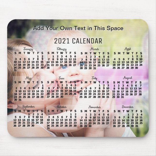 2021 Year Monthly Calendar Black Text Add Mousepad (Vorne)
