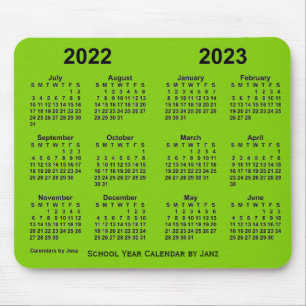 2022-2023 Schuljahr Gelbgrüner Kalender von Janz Mousepad