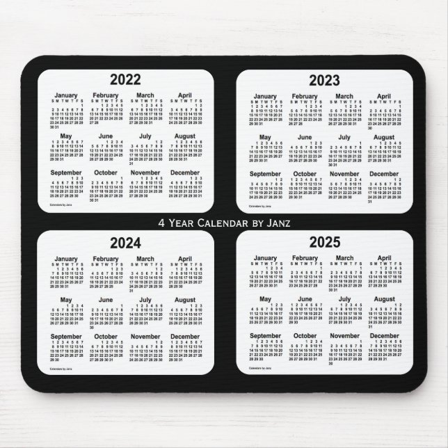 2022-2025 Schwarz-Weiß-Kalender von Janz Mousepad (Vorne)
