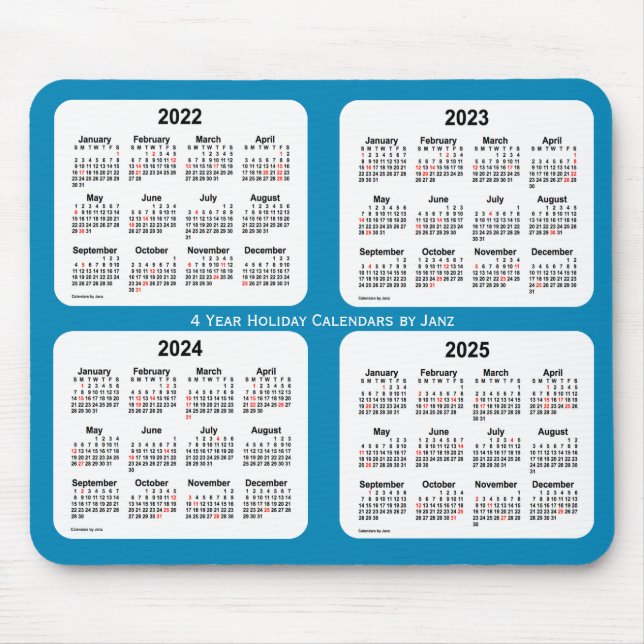 2022-2025 Steel Blue Holiday Calendar von Janz Mousepad (Vorne)