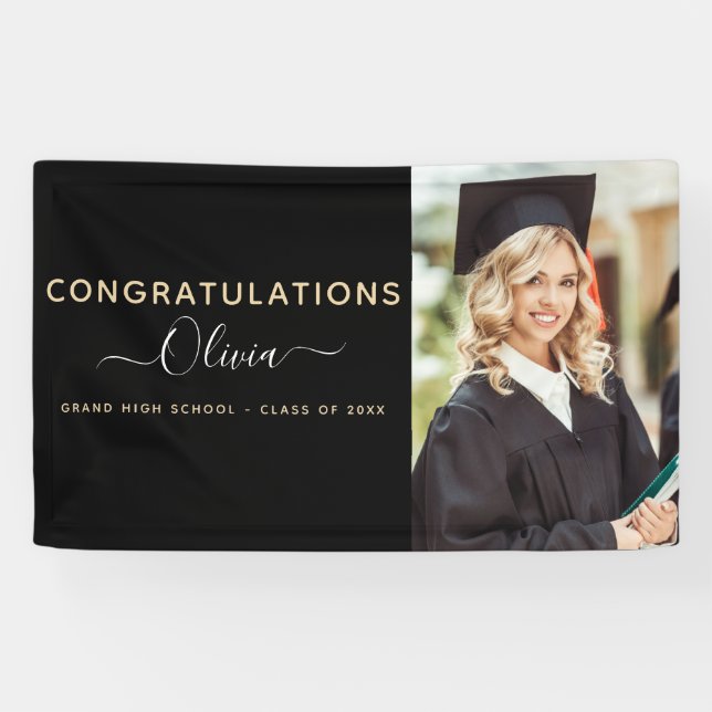 2022 Abschluss Black Gold High School Uni Banner (Horizontal)