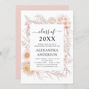 2022 Abschluss Boho Chic Dusty Pink Wüste Invita Einladung