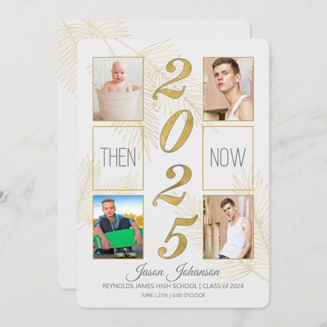 2022 Abschluss Damals und Jetzt 4-Foto Einladung (Vorne/Hinten)