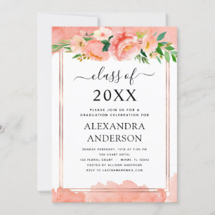 2022 Abschluss für Korallenpfirsichpfirsichkörbe g Einladung