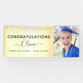 2022 Abschluss Glitzer Gold Black Banner