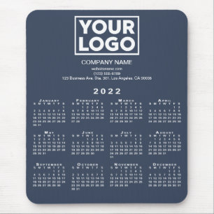 2022 Calendar Company Logo und Text auf Navy Blue Mousepad