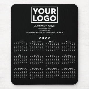 2022 Calendar Company Logo und Text auf schwarz Mousepad