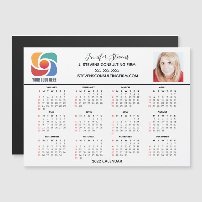 2022 Calendar Custom Business Logo Company Magnet (Vorne/Hinten)