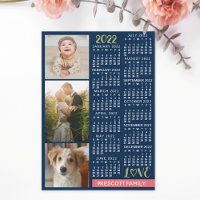 2022 Calendar Navy Coral Gold Foto Leimmagnet