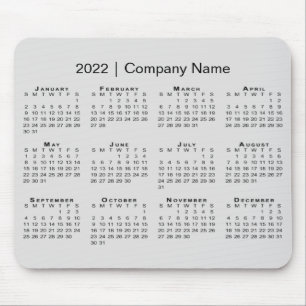 2022 Calendar with Company Name on Gray Mousepad
