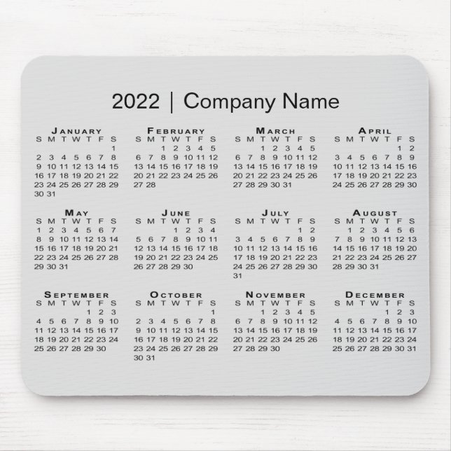 2022 Calendar with Company Name on Gray Mousepad (Vorne)