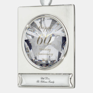 2022 Diamond Wedding 60 Jahre Banner-Ornament Silber
