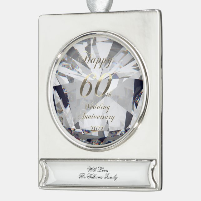 2022 Diamond Wedding 60 Jahre Banner-Ornament Silber (Links)