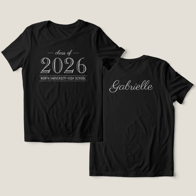 2022 Elegant Black and Gray Custom Graduation Tri-Blend Shirt (Design Vorderseite & Rückseite)