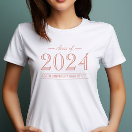 2022 Elegante Rose Gold Custom Abschluss T-Shirt