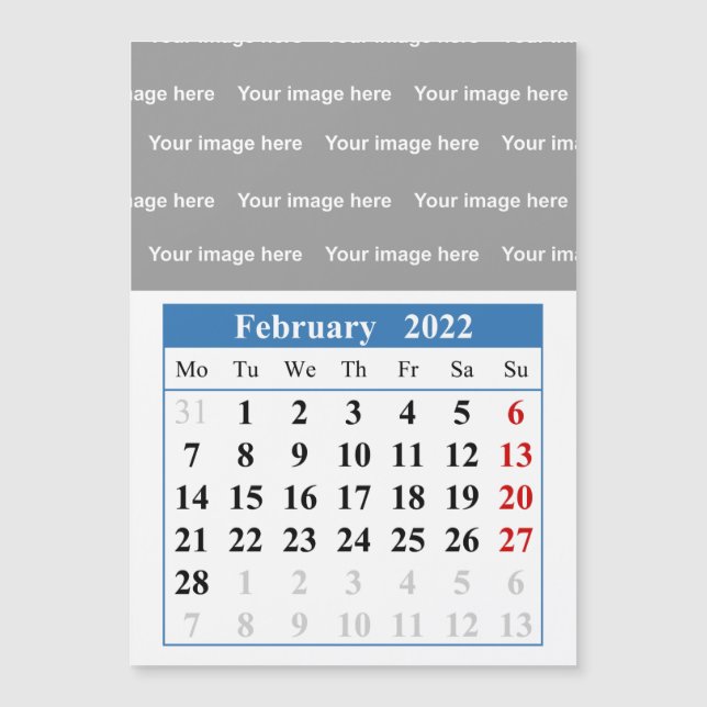 2022 Februar Kalender Magnetkarte (Vorderseite)