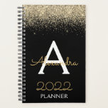 2022 Gold Black Glitzer Monogram Modern Luxury Planer<br><div class="desc">2022 Gold und Black Sparkle Glitzer Monogram Name and Initial Spiral Notebook. Das macht den perfekten 16 Geburtstag,  Hochzeit,  Brautparty,  Jubiläum,  Babydusche oder Junggeselinnen-Abschied Geschenk für jemanden,  der Lieben glamourösen Luxus und schicke Stile.</div>
