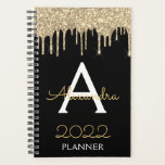 2022 Gold Black Glitzer Monogram Modern Planer<br><div class="desc">2022 Gold und Black Sparkle Glitzer Monogram Name and Initial Spiral Notebook. Das macht den perfekten 16 Geburtstag,  Hochzeit,  Brautparty,  Jubiläum,  Babydusche oder Junggeselinnen-Abschied Geschenk für jemanden,  der Lieben glamourösen Luxus und schicke Stile.</div>