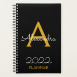 2022 Gold Black Monogram Elegant Planer<br><div class="desc">2022 Gold Black Monogram Name and Initial Spiral Notebook Planner. Das macht den perfekten 16 Geburtstag,  Hochzeit,  Brautparty,  Jubiläum,  Babydusche oder Junggeselinnen-Abschied Geschenk für jemanden,  der Lieben glamourösen Luxus und schicke Stile.</div>