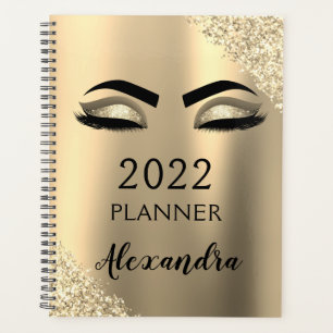 2022 Gold Glitter Wimpern Monogramm Planer