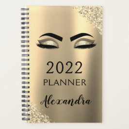 2022 Gold Glitzer Sparkle Eyelashes Monogramm Planer