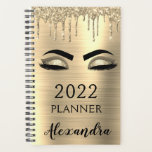 2022 Gold Glitzer Sparkle Eyelashes Planer<br><div class="desc">2022 Gold Eyelashes Sparkle Glitzer Monogram Name and Initial Spiral Notebook. Das macht den perfekten 16 Geburtstag,  Hochzeit,  Brautparty,  Jubiläum,  Babydusche oder Junggeselinnen-Abschied Geschenk für jemanden,  der Lieben glamourösen Luxus und schicke Stile.</div>