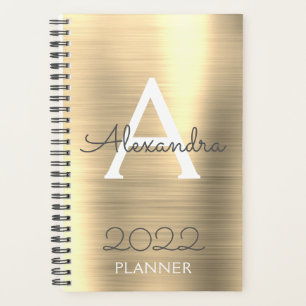 2022 Gold Metallisches Monogramm Elegant Planer