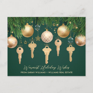 2022 Golden Keys Immobilien Weihnachtspostkarte Feiertagspostkarte