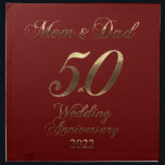 2022 Goldene Hochzeit 50-jähriges Elternkleid Serviette<br><div class="desc">Mama und Vater 50 Jahre zusammen im Jahr 2022,  Nummer 50 Goldene Typografie Goldene Hochzeitsszenario 50 Jahrestag 50 Jubiläum Party Elegante Tuch Napkin,  einzigartiges Jubiläumsgeschenk für Eltern</div>