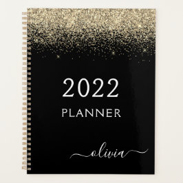 2022 Goldschwarzer Glitzer Sparkle Glam Monogram Planer