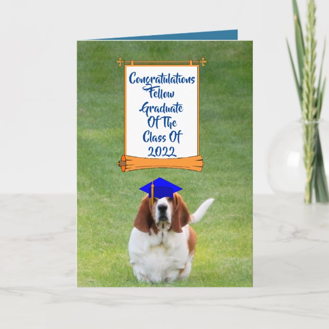 2022 Graduation Card W/Basset Hound W/Cap & Scroll Karte (Vorderseite)
