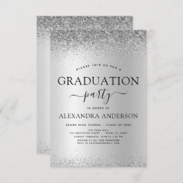2022 Graduation Party Glitzer Silver Black Einladung