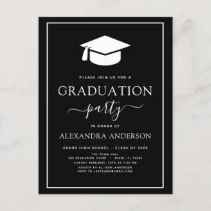 2022 Graduierungsparty Modernes Elegantes Schwarz- Postkarte