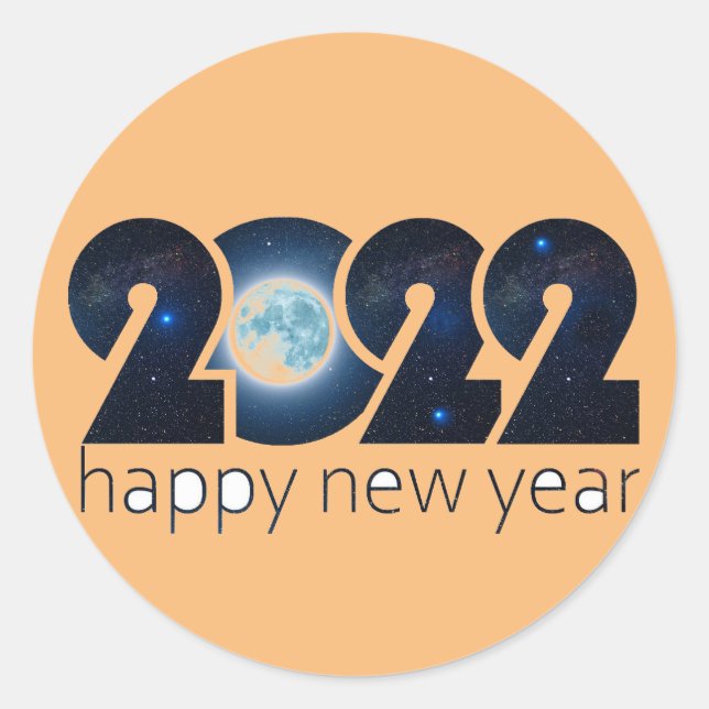 2022 Happy New Year Classic Round Sticker (Vorderseite)