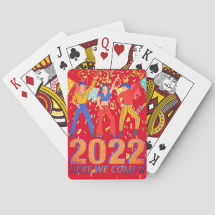 2022 HIER WIR KOMMEN lustige Silvester Party Gesch Spielkarten