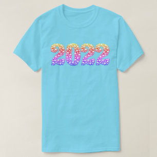 2022 im T - Shirt der farbenfrohen Schädel