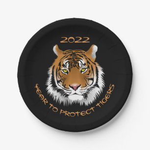 2022 Jahr zum Schutz der Tiger Pappteller