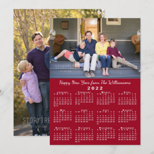 2022 Kalender 2 Benutzerdefinierte Fotos Rotes Glü Feiertagskarte