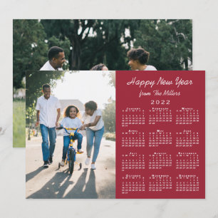 2022 Kalender Burgund 2 Foto Glück Neues Jahr Feiertagskarte