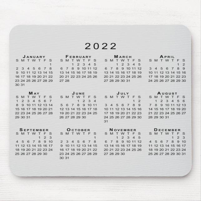 2022 Kalender Einfache graue und schwarze Maus Pad Mousepad (Vorne)