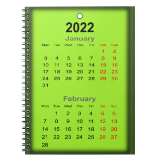 2022 Kalender Januar gedruckt am.. Notizblock