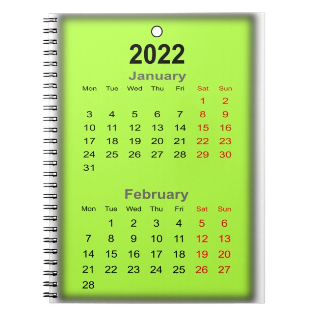 2022 Kalender Januar Notizblock (Vorderseite)