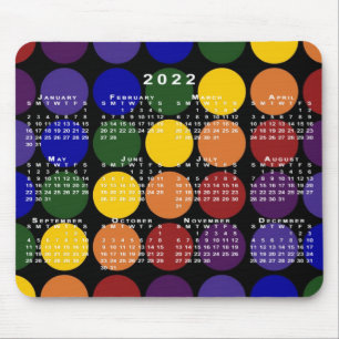 2022 Kalender LGBTQ Rainbow Polka Dots on Black Mousepad