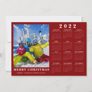 2022 Kalender Minimal MERRY CHRISTMAS Foto Red Feiertagskarte