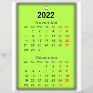 2022 Kalender November Dezember Druck auf..