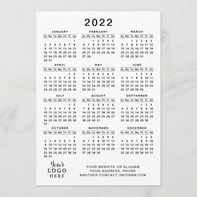 2022 Kalender Volljährig Weißer Schwarzer einfache Programm (Vorderseite)