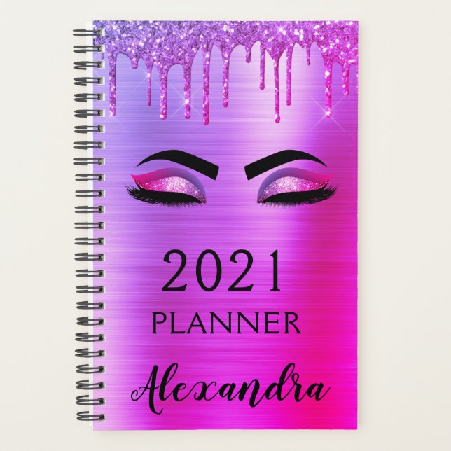 2022 Lila Glitzer Sparkle Eyelashes Glam Planer (Vorderseite)